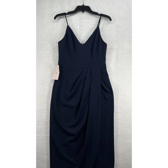 BHLDN Caron Dress Crepe Midi Dress in Midnight - Picture 3 of 9